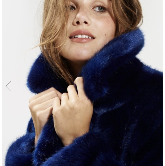 NWOT MSCH Copenhagen Blue Lora Fairy Faux Fur Coat Size XS/S - Picture 5 of 9